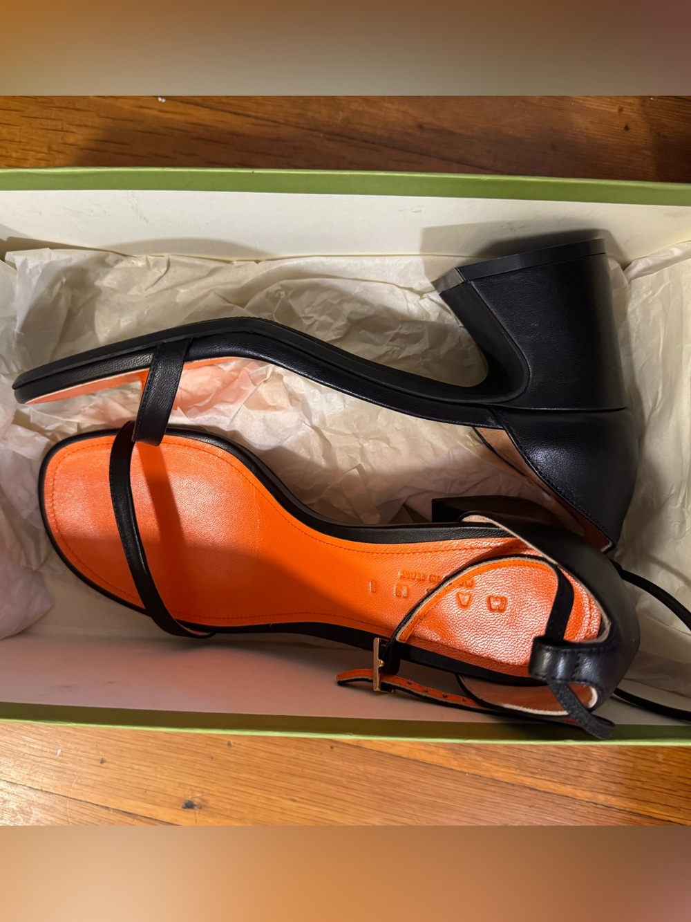 Never worn in a box brand new leather Marni Strappy Sandals with Orange Insole